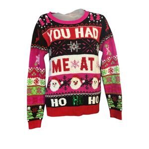 No Boundries Women's Multi-color Sequin Bells Ugly Christmas Sweater Size M(7-9)